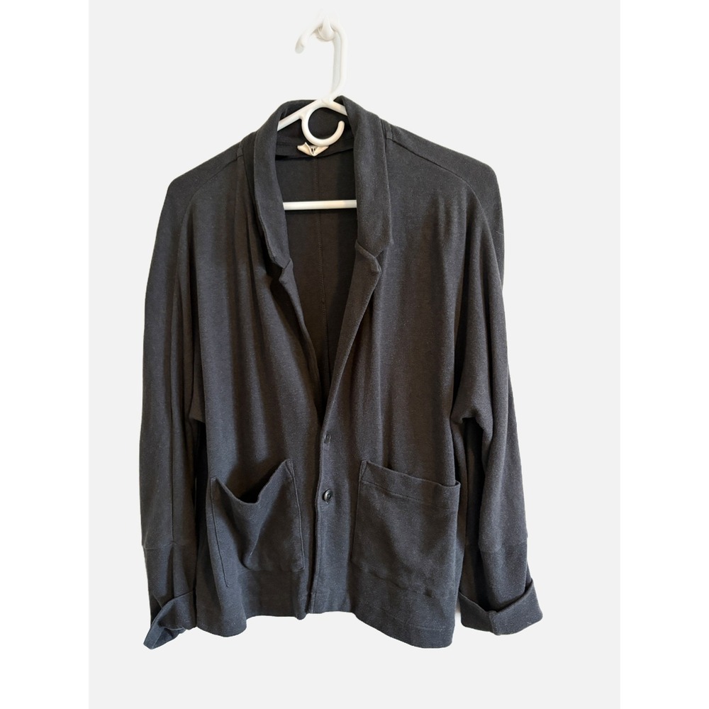 pact Dark Gray 100% Organic Cotton Double Button Cardigan w/ Pockets Size Small